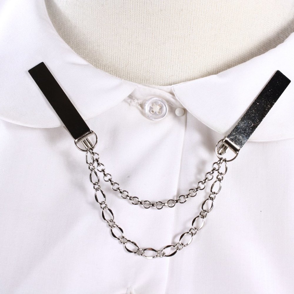 Silver Double Chain Sweater Guard - 50s Style - Picture 2 of 4